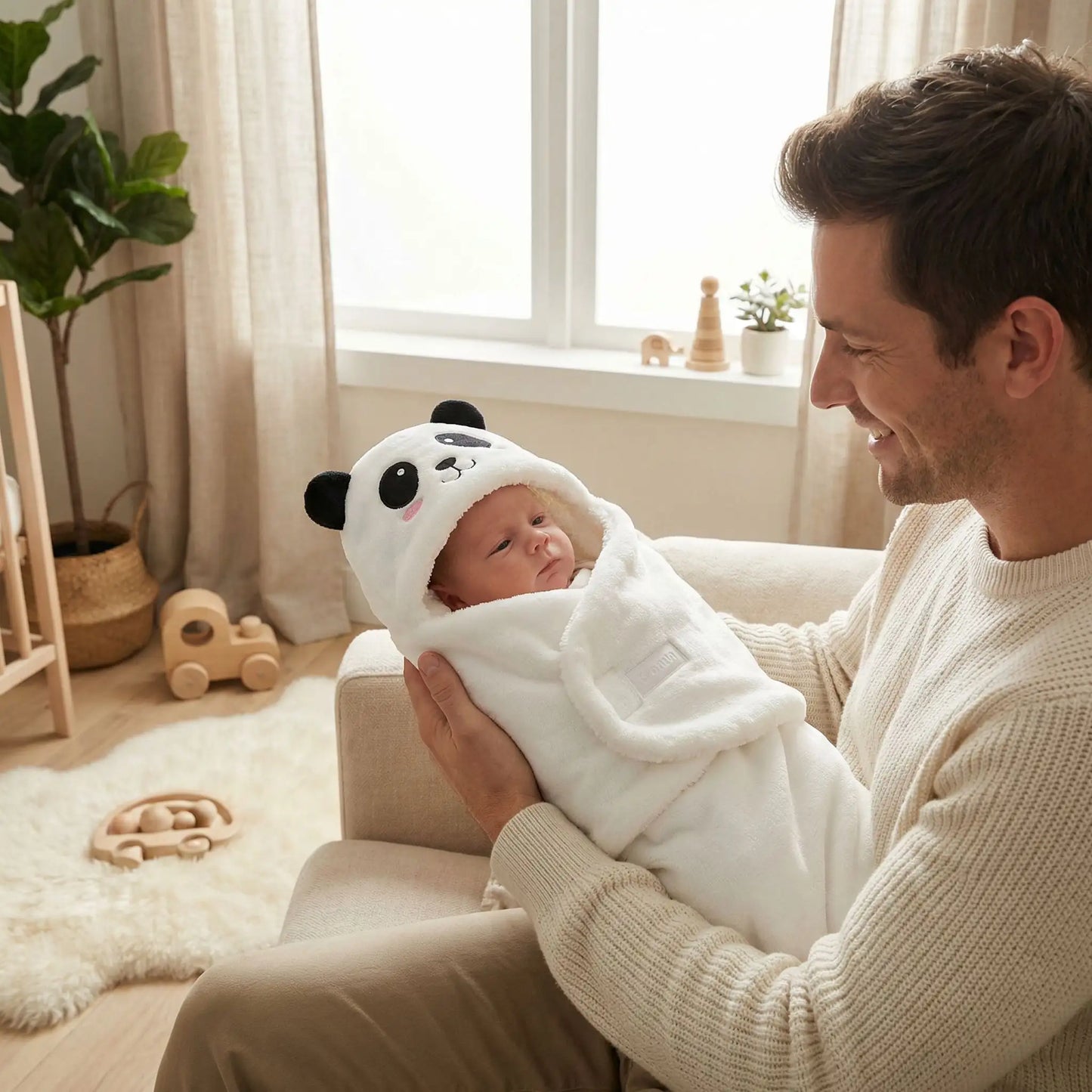 Nid d ange bebe enveloppant confortable doux polaire calins avec papa