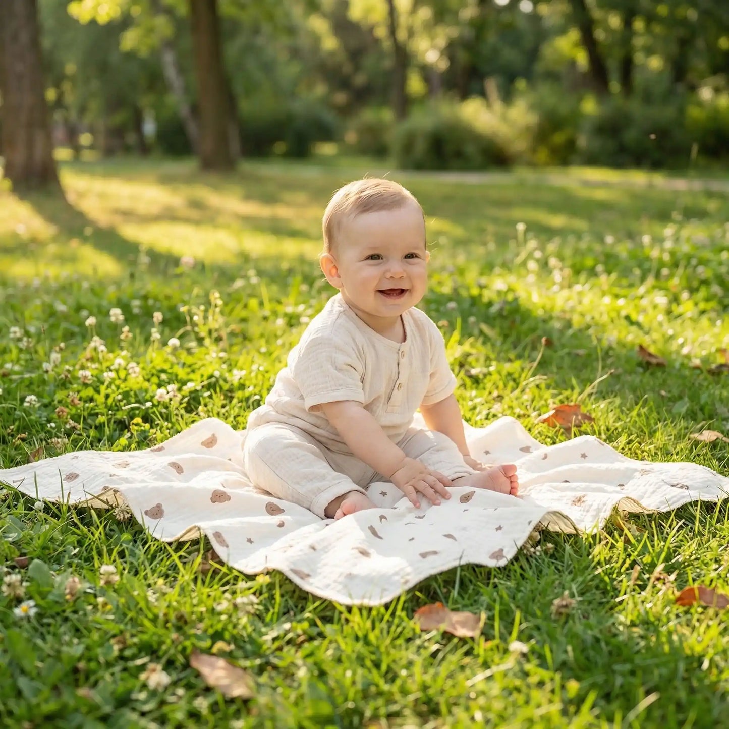 bébé assis sur couverture bébé