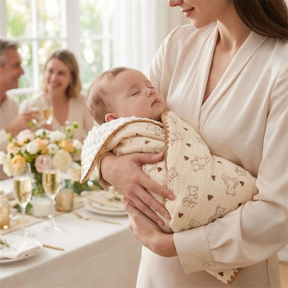 bébé dans bras maman dan couverture bebe