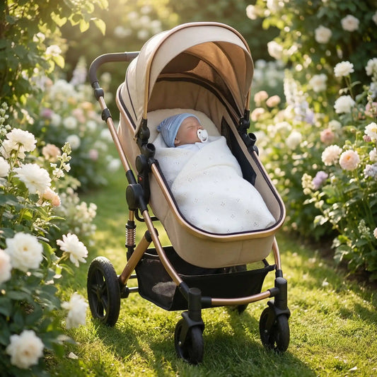 bebe dans poussette avec couvertuure bebe crochet