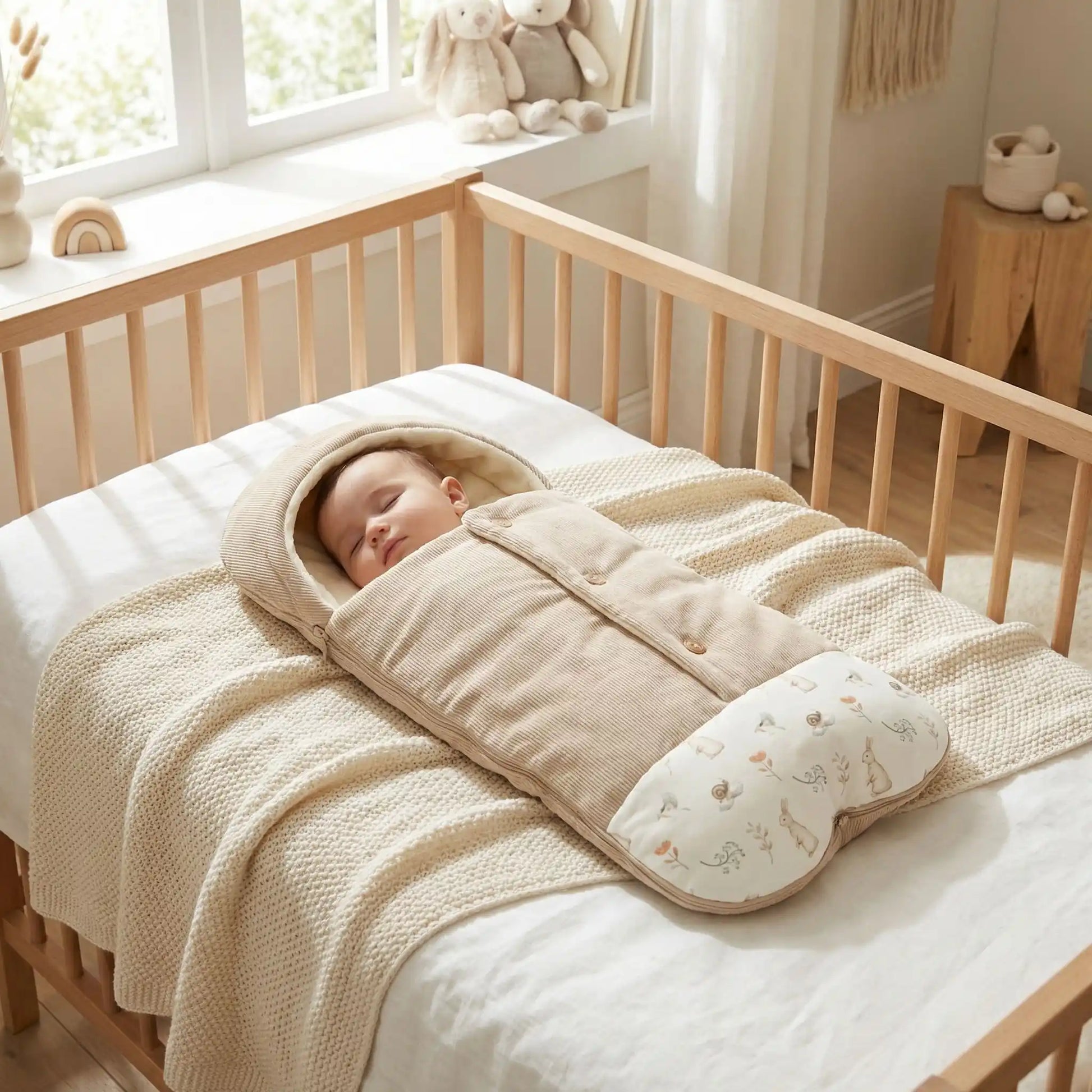 bébé dort dans nid d'ange bébé confort velours cotelé polaire