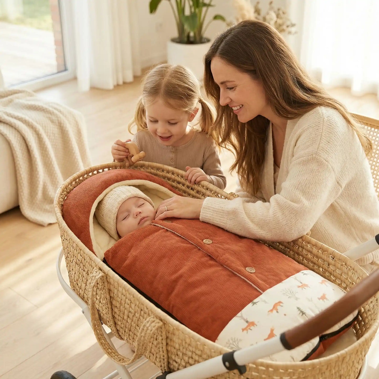 bébé dort dans nid d'ange bebe confort velours doux ajustable