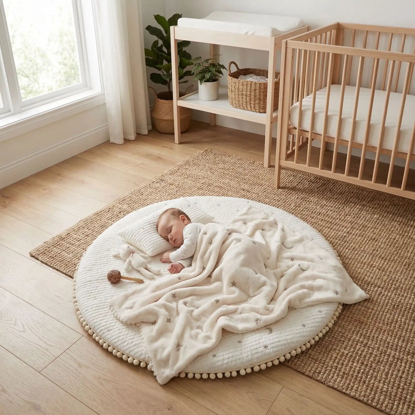 bébé dort dans sa couverture en polaire bebe