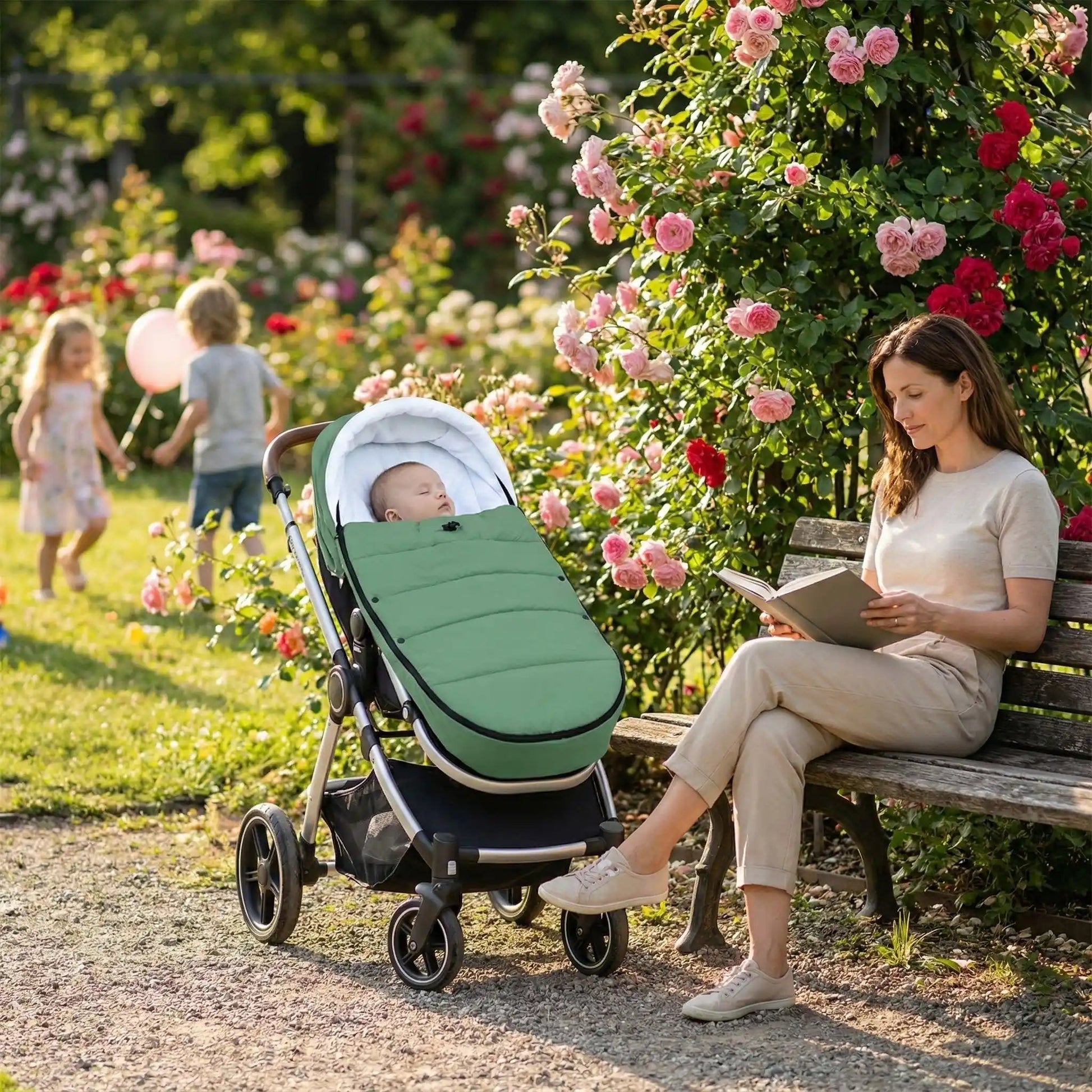 chanceliere bebe mi saison impermeable detente avec bebe dans roseraie