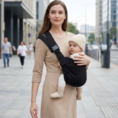 Echarpe de portage bebe compacte minimaliste respirant lavable