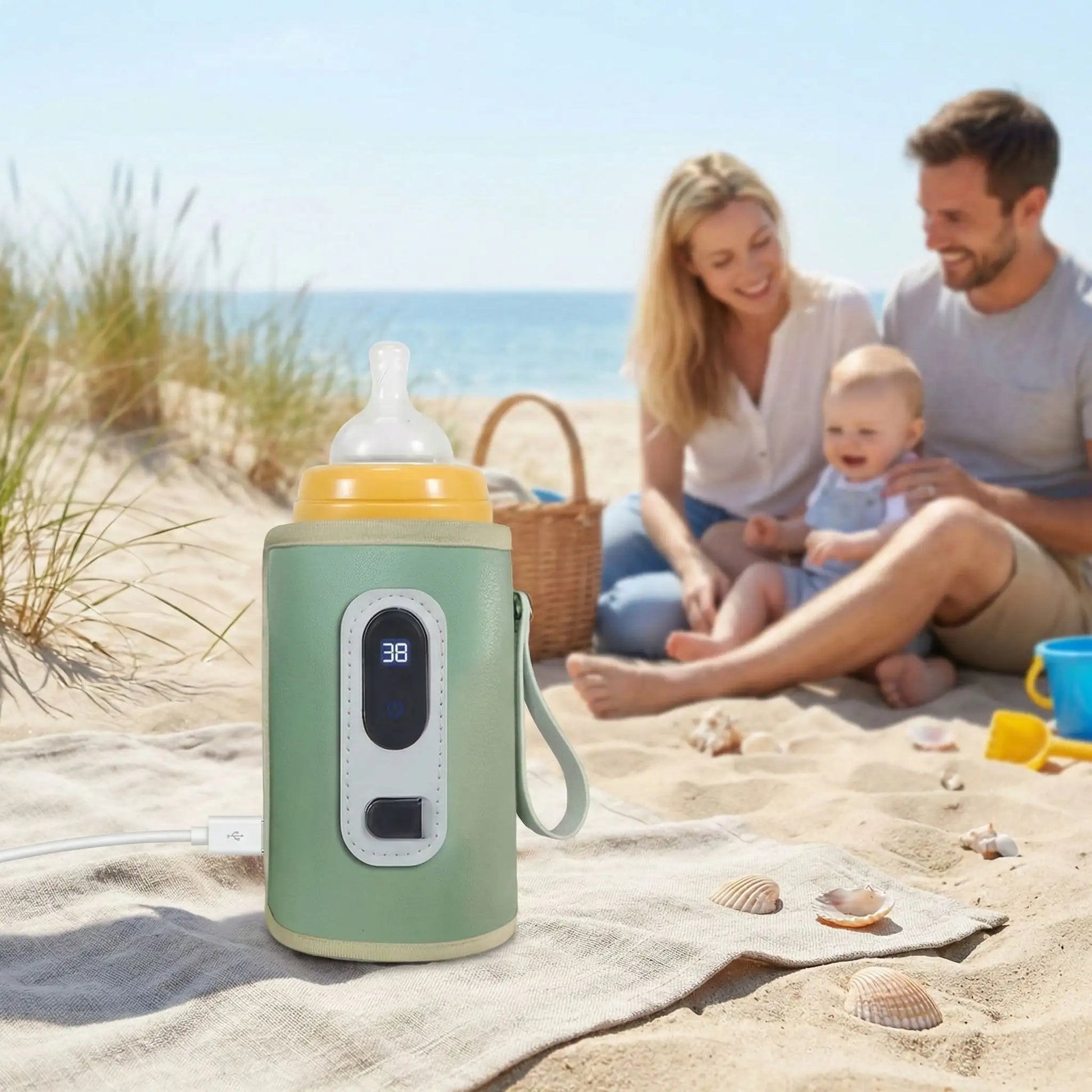 journée-plage-en-famille-chauffe-biberon-intelligent-rapide