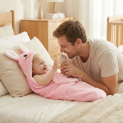 Nid d'ange enveloppant confortable doux polaire bebe joue avec papa