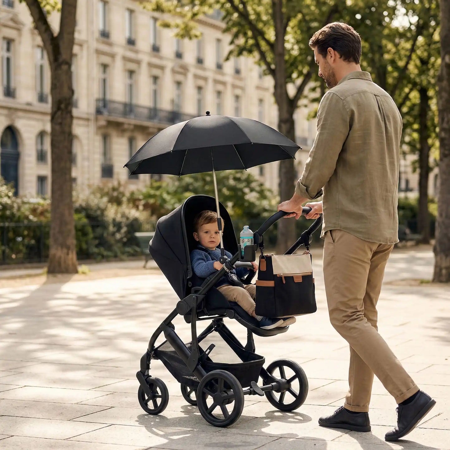 ombrelles pour poussette balade avec papa
