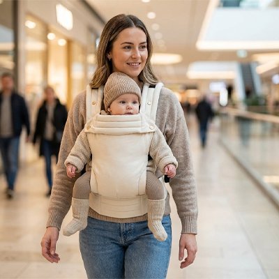 Porte bébé physiologique respirant ergonomique centre commercial avec maman