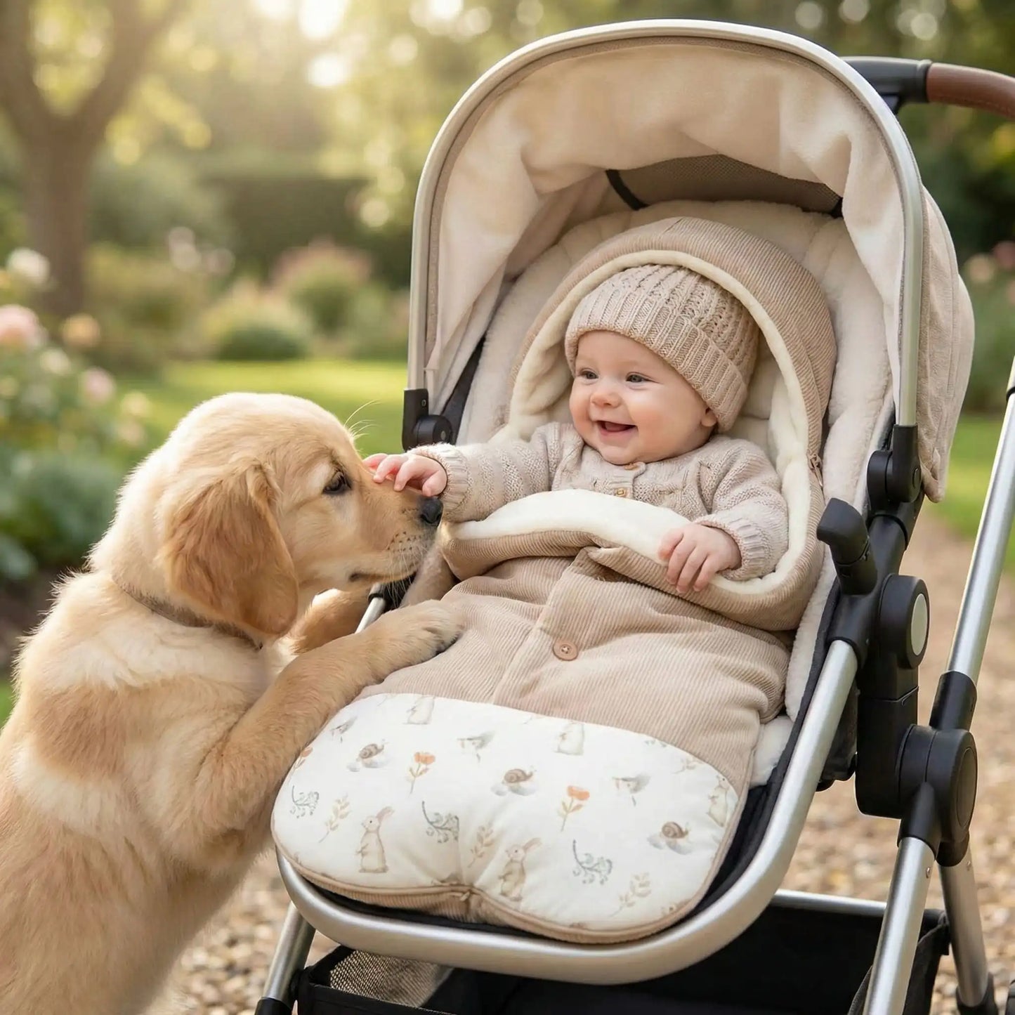 rires avec chien nid d'ange bébé confort velours cotelé polaire