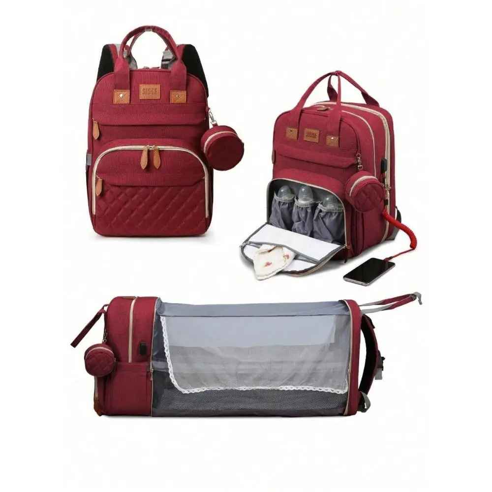 sac à dos à langer 3en1 convertible lit rouge