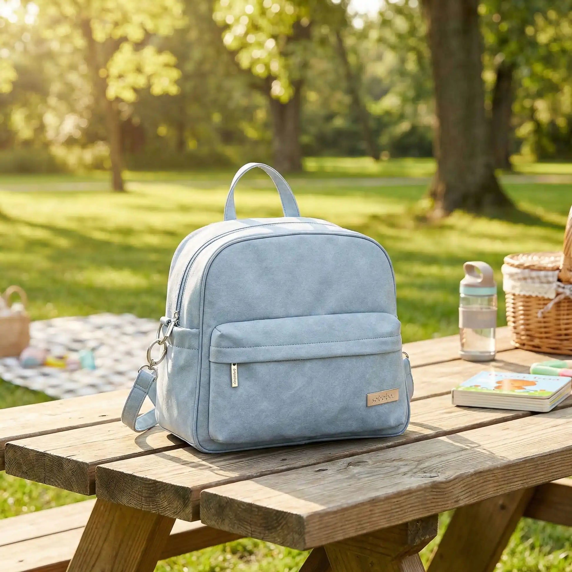 sac à langer à dos large capacité pratique elegant bleu
