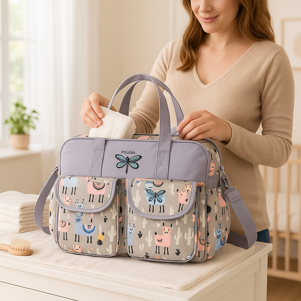 sac a langer large capacité multipoches waterproof nylon