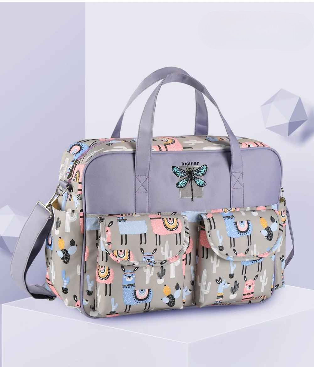 sac a langer large capacité multipoches waterproof gris parme