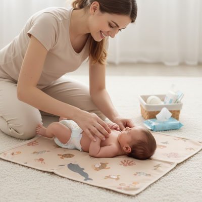 Tapis à langer nomade imperméable léger pliable doux confortable