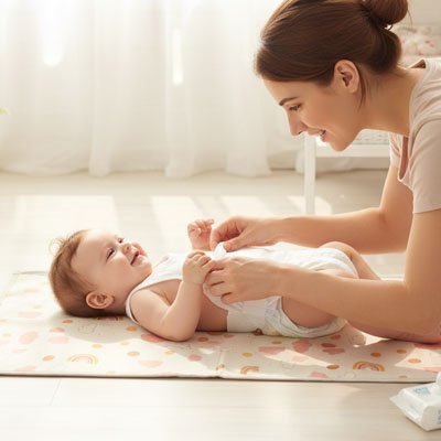 Tapis a langer nomade souple confortable compact impermeable